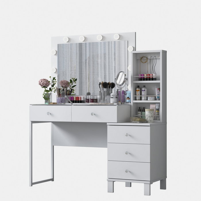 Hanah Home Mesa de Maquillaje Blanca con 10 Focos
